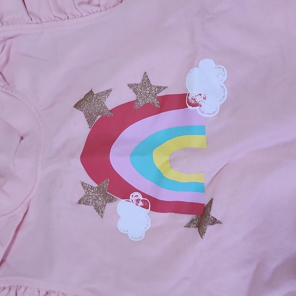 Little Star Organic pink rainbow girls short set size 3T - Picture 5 of 7